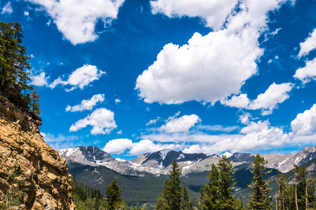 落基山国家公园，科罗拉多州。在美国的野生动物保护区。岩石和蓝蓝的天空
