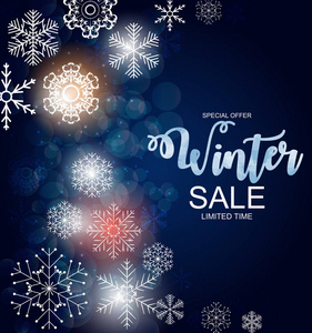 冬季销售背景特别提供商业和广告的横幅背景。矢量插图