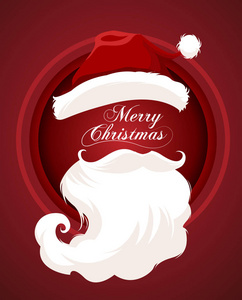 圣诞老人的性格白胡子和胡子在传统的圣诞假期红色背景。矢量插图