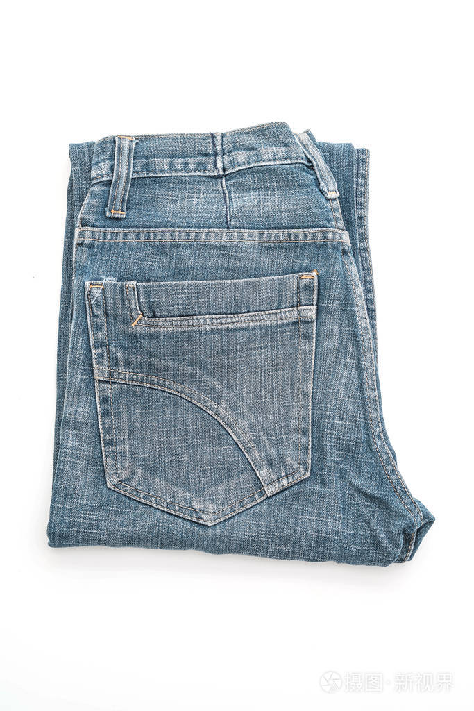 白色背景牛仔裤折叠