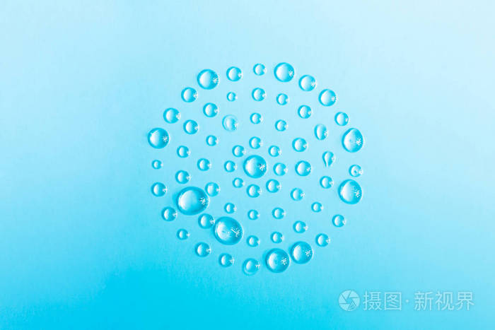 一个蓝色的水滴圈抽象背景