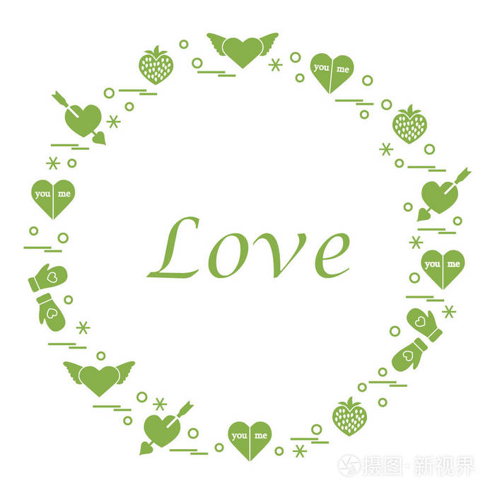 可爱的矢量图和不同的浪漫符号排列插画-正版商用图片034n9k-摄图新视