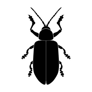 昆虫剪影。在白色背景上隔离的 bug 的草图。矢量插图