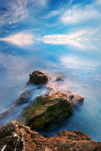 美丽的海景。