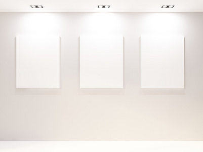 画廊内部与空框白色墙壁