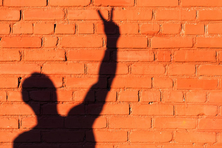 墙壁影子砖墙上的影子人照片