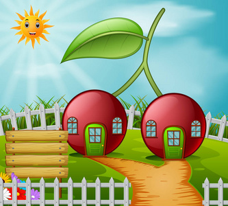 花屋花园里的樱桃屋照片