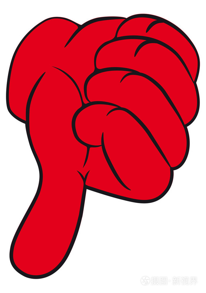 用拇指向下的手势.