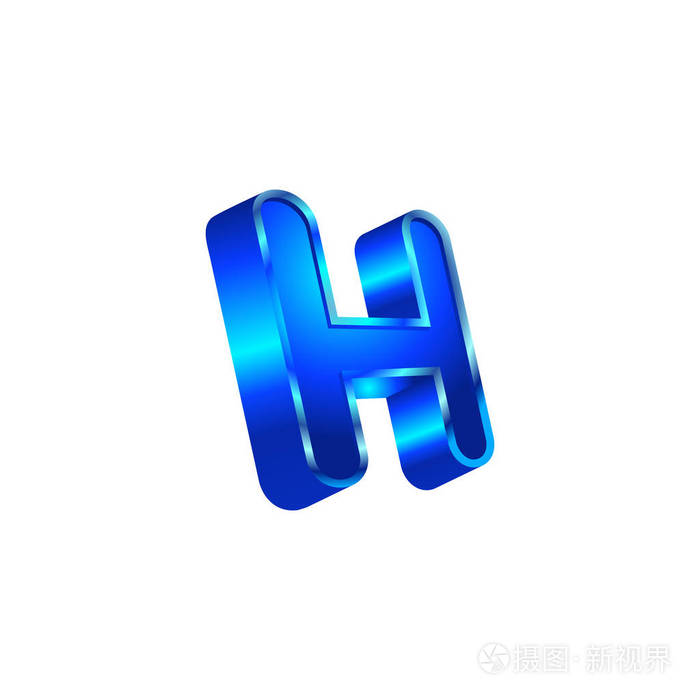 字母h矢量金属蓝色