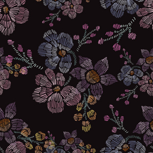 背景上的刺绣的花纹刺绣孔雀花牡丹无缝花纹刺绣花纹无缝矢量无缝纹理