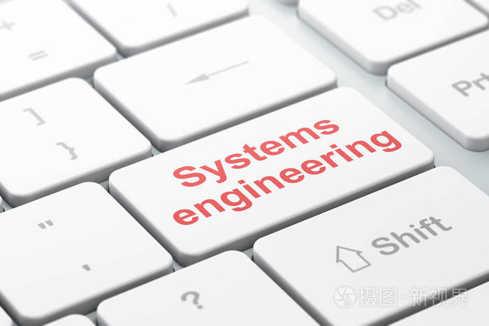科学概念 系统对计算机键盘背景工程