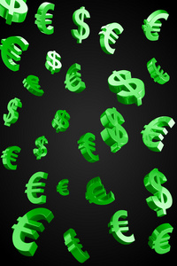 绿色埃弗罗和美元标志雨