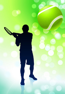 网球运动员绿色镜头耀斑背景