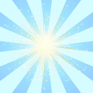 径向蓝色的太阳爆裂光束或在白色背景闪光。矢量