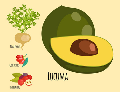 素食超级健康蔬菜生态食品矢量插画