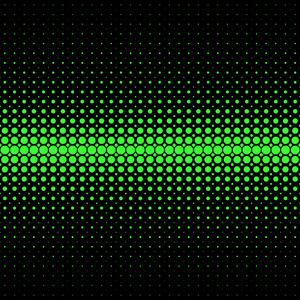 抽象的半色调网点图案背景矢量图形从黑色背景上的绿色圆圈