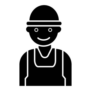 孤立的背景上的黑色标志矢量插图，劳动人工作者生成器图标