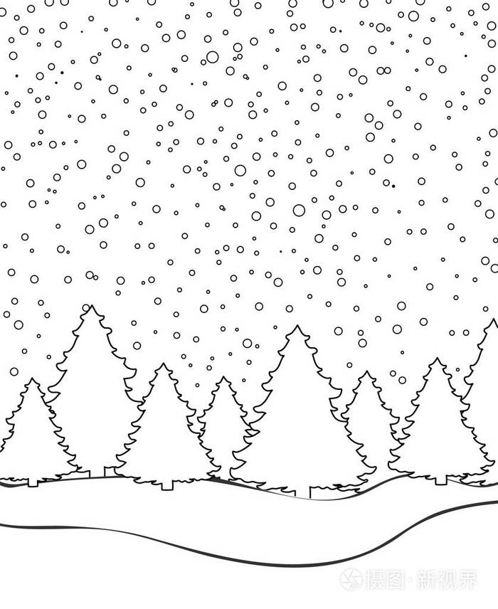 树雪景简笔画图片