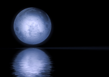 反映在水中的满月