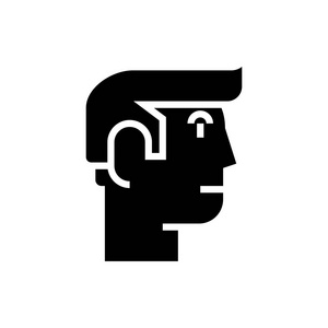 男性头像配置文件图标，矢量插画，孤立的背景上的黑色标志