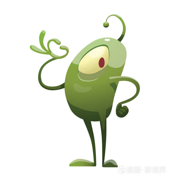 有趣的绿色微生物显示 ok 标志