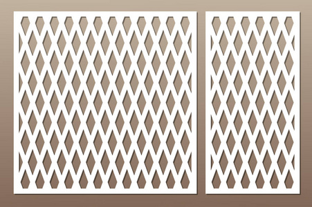 设置用于切割的装饰卡。方形图案。激光切割比率 11, 12。矢量插图