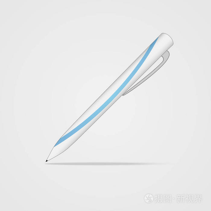 带蓝色条纹的白色钢笔, 矢量对象