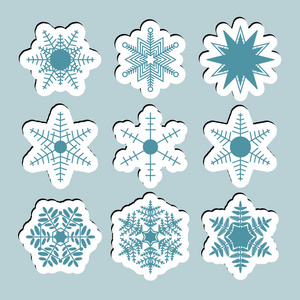 雪的图标。简单的雪标识。网页设计的冬季符号。纸张样式中的矢量插图