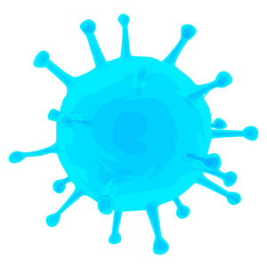 病毒矢量插图, 蓝色, 卡通风格的对象