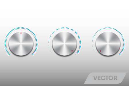 逼真的音量按钮和缩放控制, 矢量