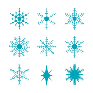 美丽的雪花图标。简单的雪标志。网页设计的冬季符号。矢量插图