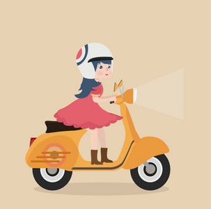 小女孩骑黄色滑板车摩托车照片