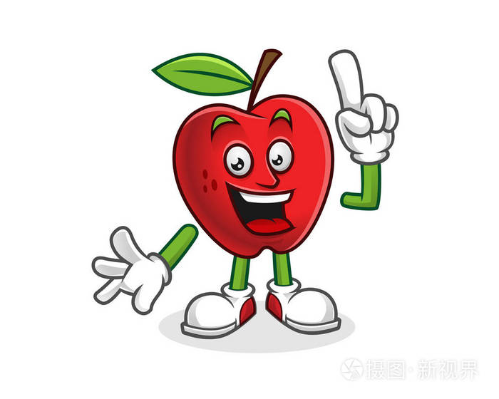 有一个想法苹果吉祥物。苹果字符的载体。苹果徽标