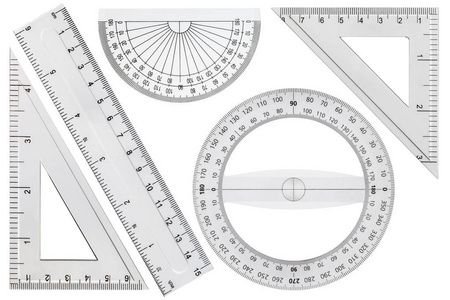 绘图工具标尺量角器三角形的集合, 隔离在
