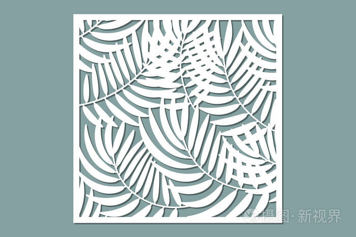 用于切割的装饰卡棕榈叶图案激光切割比率11矢量插图