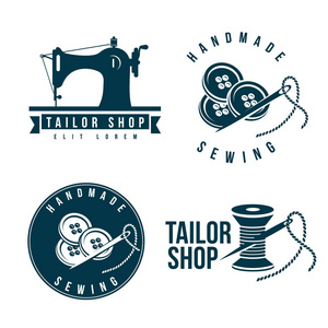 徽标制作组的裁缝标签标志.手工制作车间徽标照片