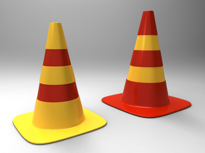 锥形交通路标,交通锥标 traffic cone的名词复数)照片
