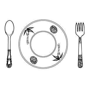 卡通餐盘叉子和勺子