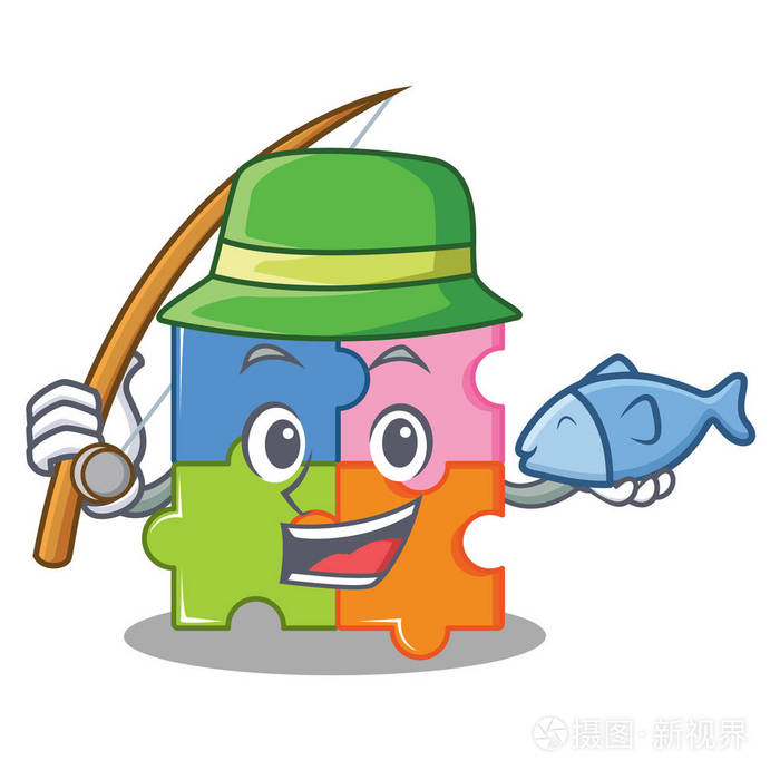 钓鱼益智吉祥物卡通风格