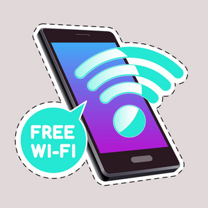 wi fi 图标与贴在门上电话