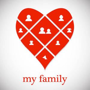 在红色的心脏的家庭。概念 家庭关系。爱.tr