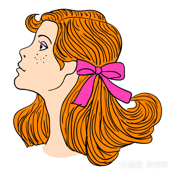 手绘时尚模特插图女人的脸