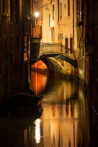 Dorsorduro 小威尼斯运河的晚安观