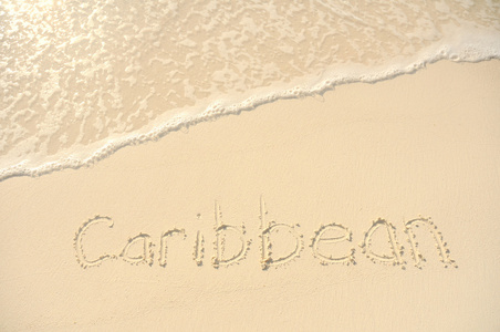 加勒比海写在沙滩上