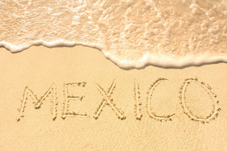 墨西哥写在沙滩上图片