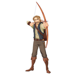 卡通人物罗宾汉矢量插画照片