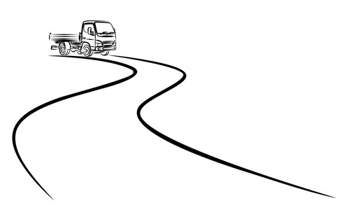 扭曲道路的卡车草图