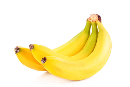 白色背景下分离的一束香蕉