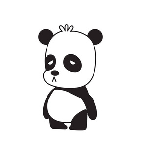 可爱的小熊猫站在悲伤