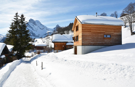 雪 Braunwald 景观